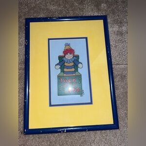 Framed Jack in the Box Cross-Stitch Art 1984